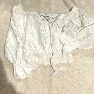 white eyelet crop top